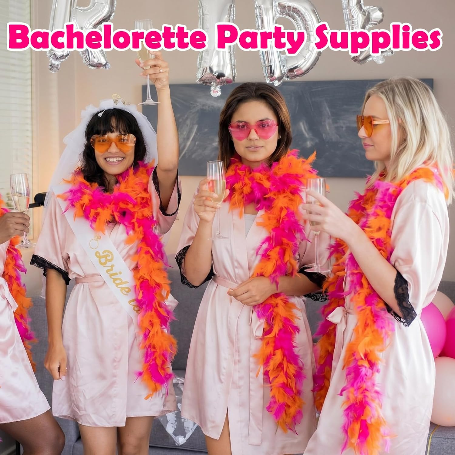 Relaxweex 12pcs Feather Boa 6.6ft 50g Artificial Turkey Chandelle Heart Sunglasses Women Birthday Wedding Party Costume Decor