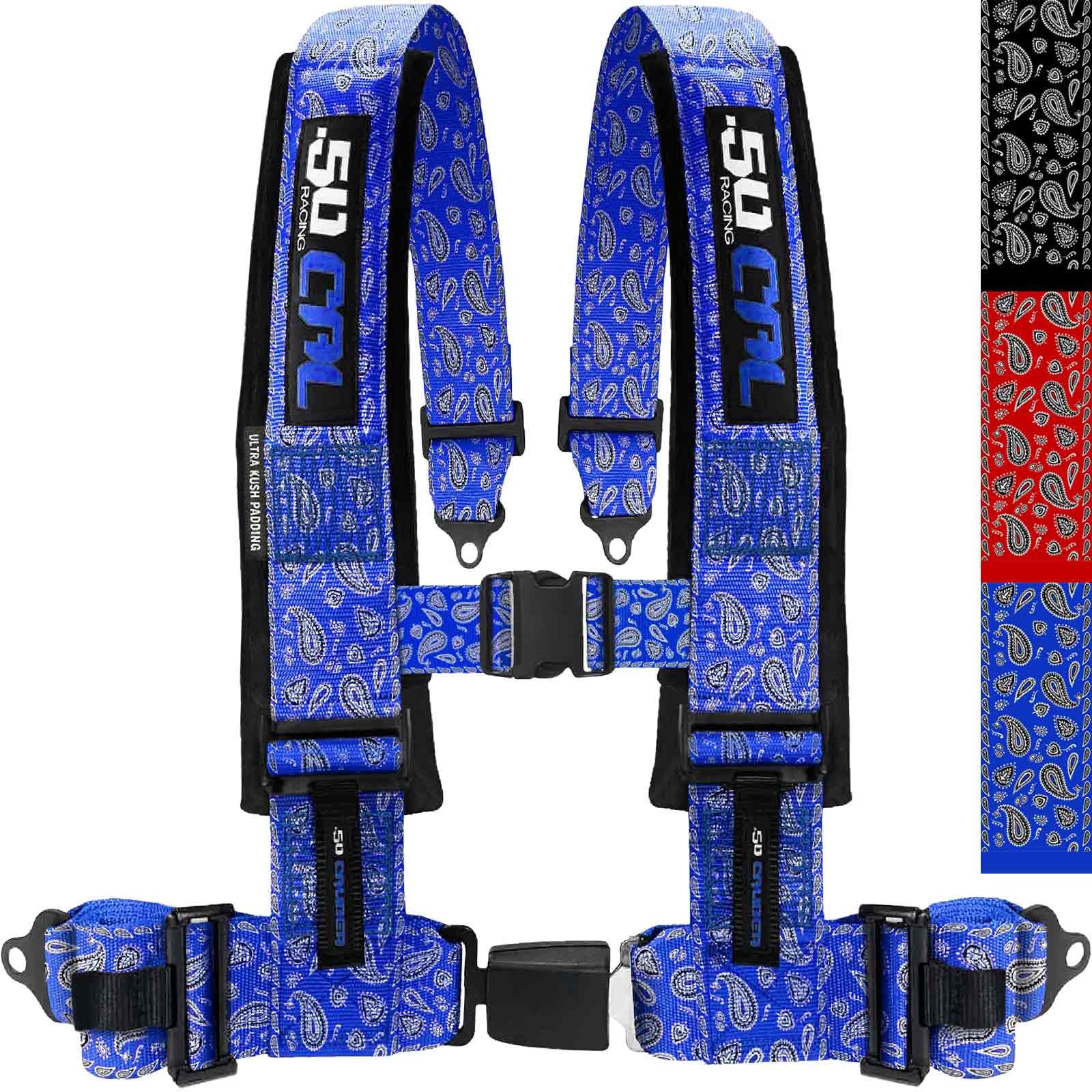 1pc Bandana Blue 4 Point Harness for Bucket Seat, Quick Release, 7 Style Harnesses, Racing Harness 4 point Race Car Off Road UTV RZR [6077]
