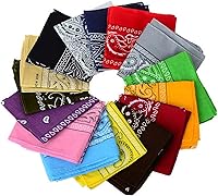 Vista 1 de 12 bandanas 22 x 22 in 100 % algodón, novedad, de cachemira, de impresión de doble, cowboy, bufanda, bandana, banda para la cabeza, pañuelos