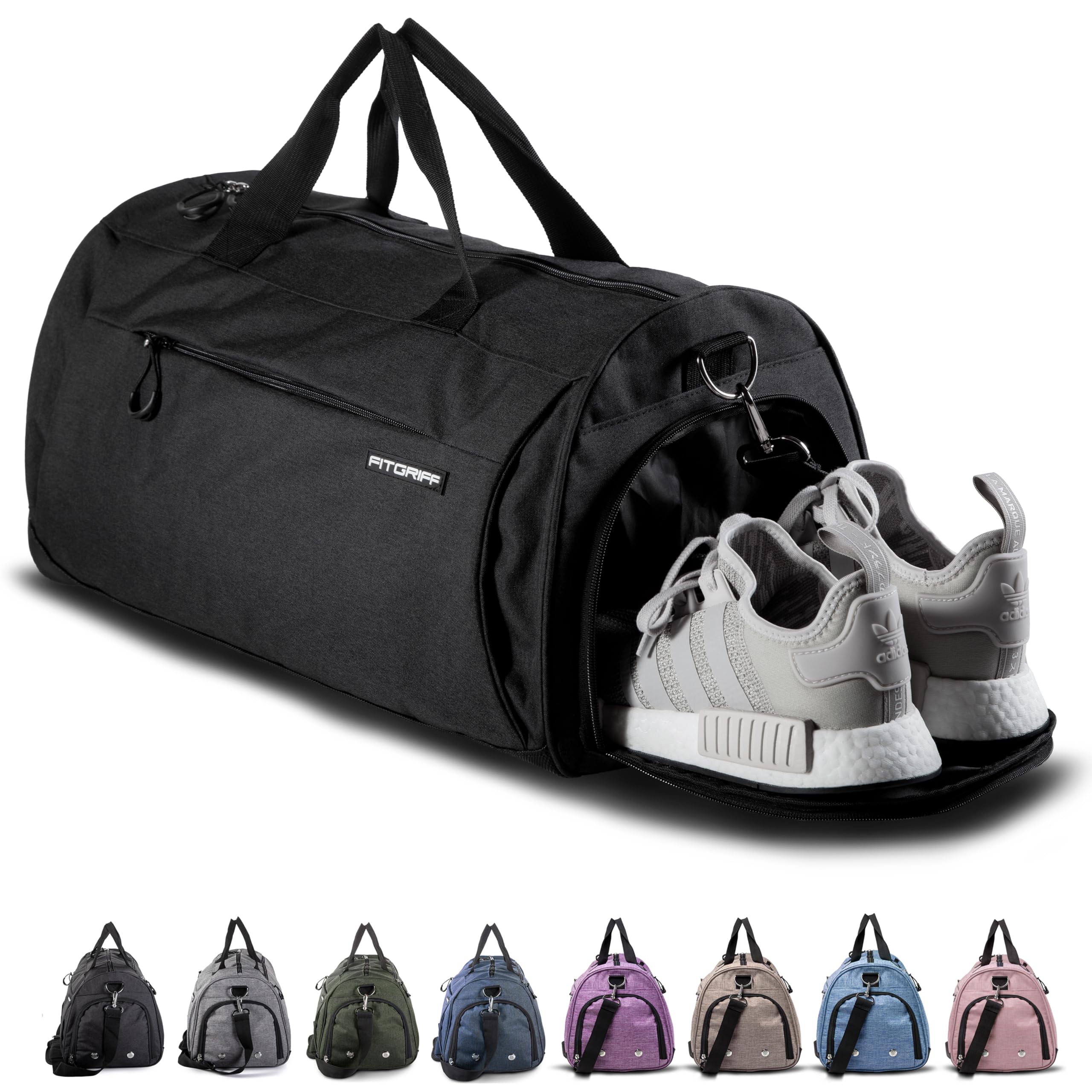 Fitgriff® Gym Bag for Men & Women with Shoe & Wet Compartment - Duffle Bag for Travel, Sports, Fitness & Workout