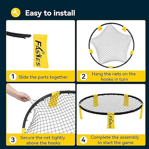 Miniatura 10 de Fastes Juego de pelota de red redonda con bolsa de transporte, juego de pelota de playa de red redonda para jugar en interiores y exteriores, patio