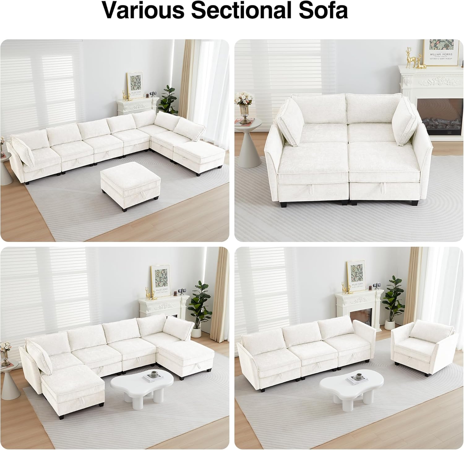 Various configurations of the ORRD modular sectional sofa