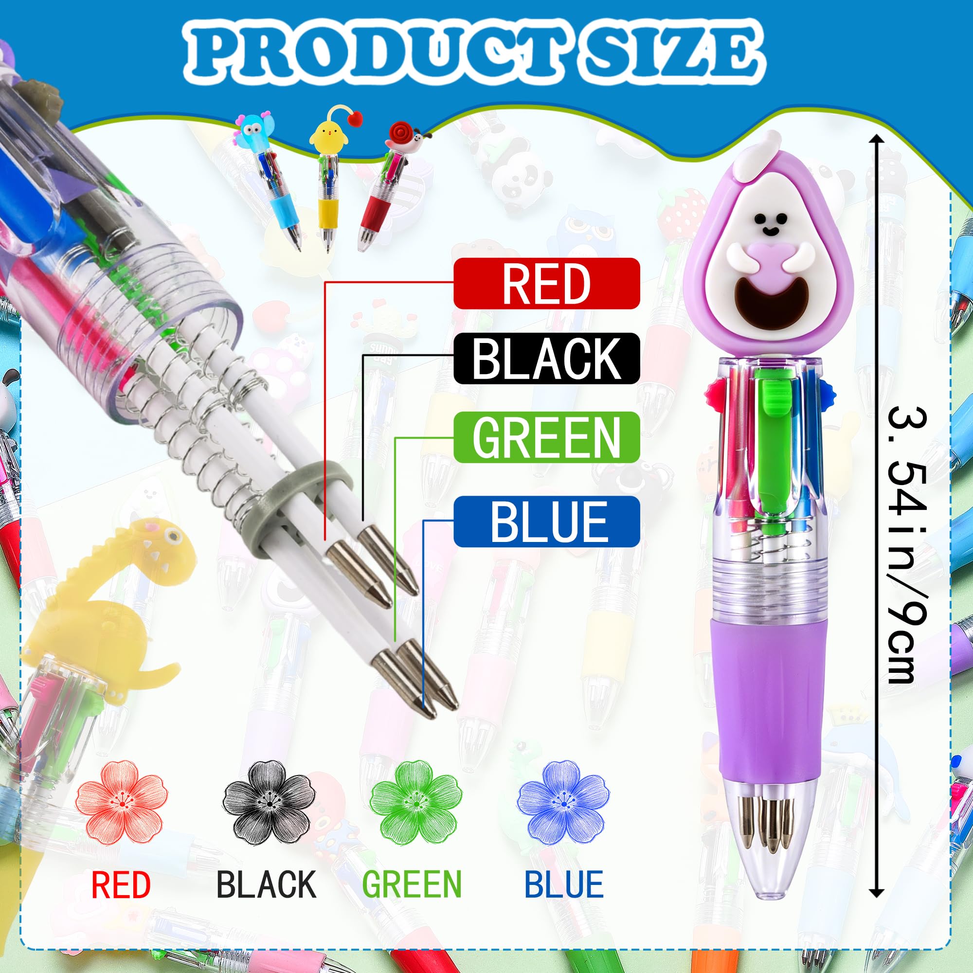 60 Stück Mini-Stifte in einem, 4-in-1, niedliche Stifte, Großpackung für Kinderpartys und Geburtstage, entzückender Kugelschreiber, Partyzubehör, Geschenke, Klassenzimmer, Studentenpreise (60