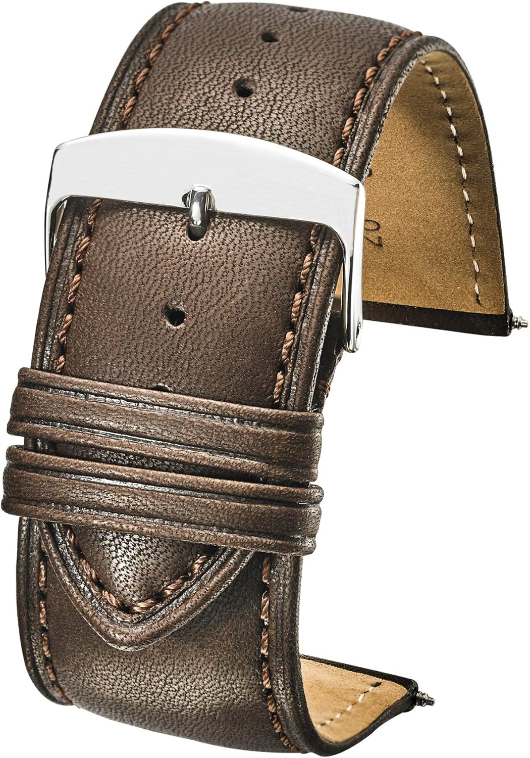 ALPINE Genuine leather watch band (fits wrist sizes 6-7 1/2 inch)- black, brown - 26mm, 28mm, 30mm