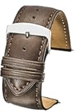 ALPINE Genuine leather watch band (fits wrist sizes 6-7 1/2 inch)- black, brown - 26mm, 28mm, 30mm