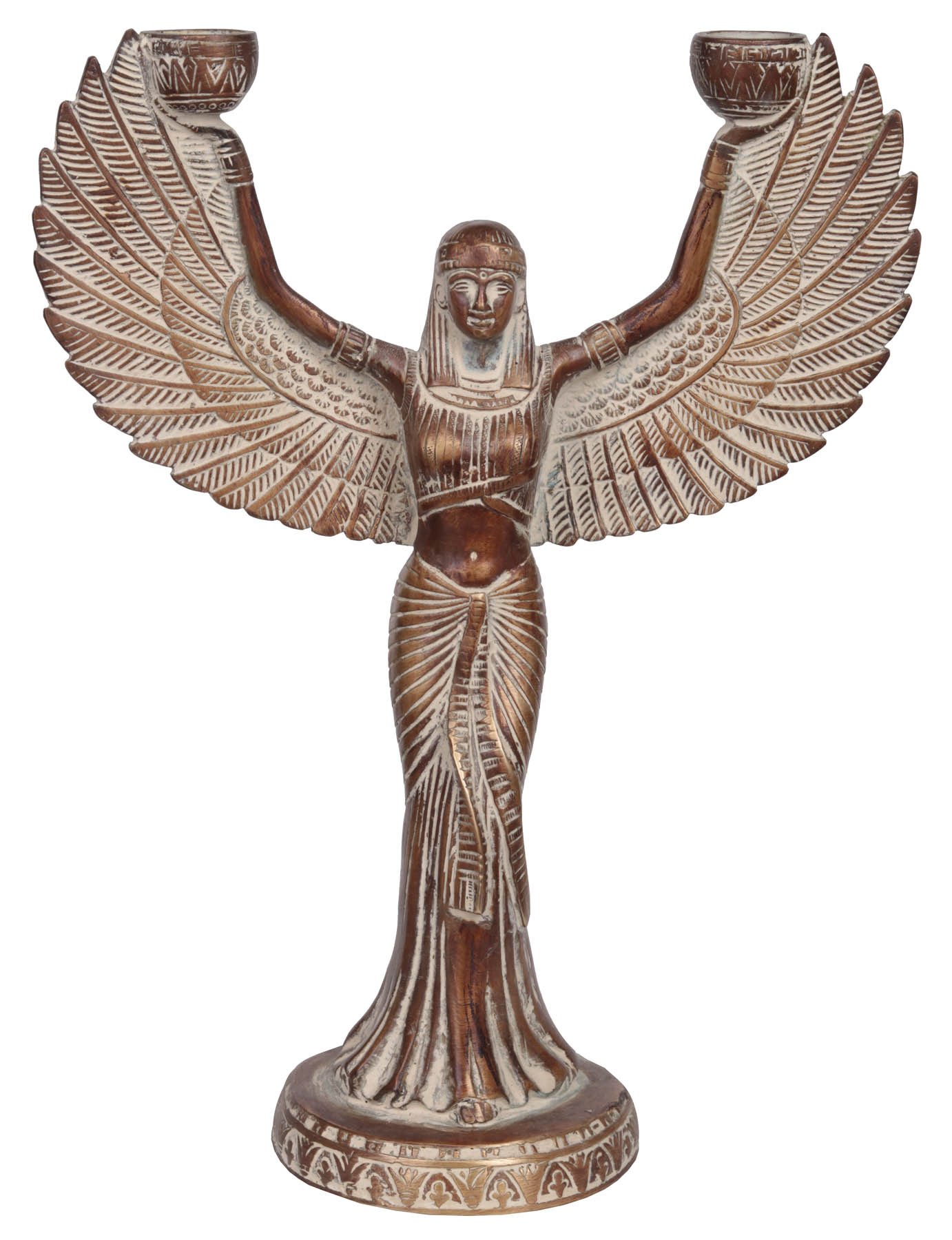 Statue d'Isis en laiton ciselé main décoration spirituelle haut de gamme