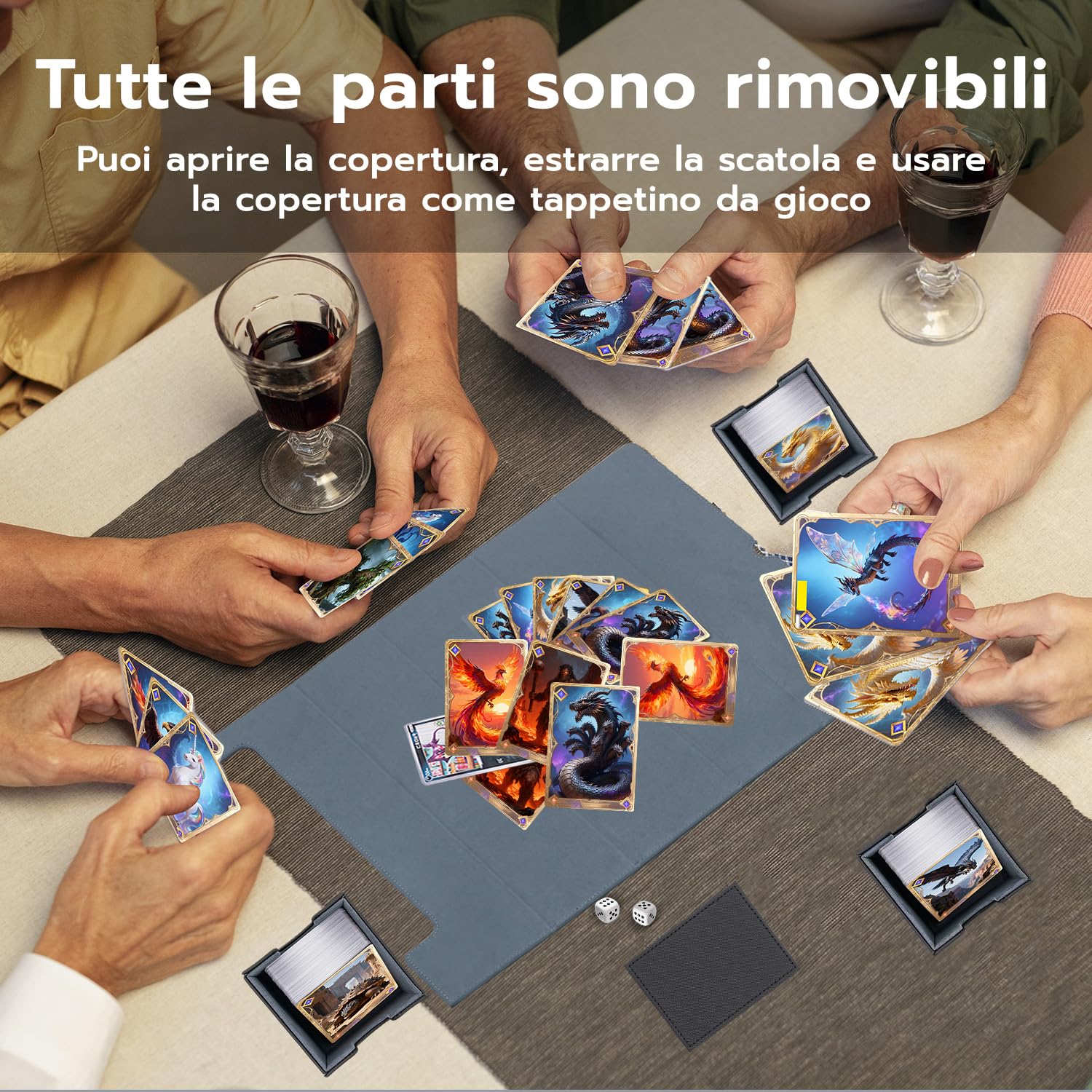 5 in 1 Box Porta Mazzo per Carte MTG Capacità di 800+ Senza Maniche Carte con Dice Tray, Magnetic Flip Deck Box per le Carte di Magic Commander TCG-Nero