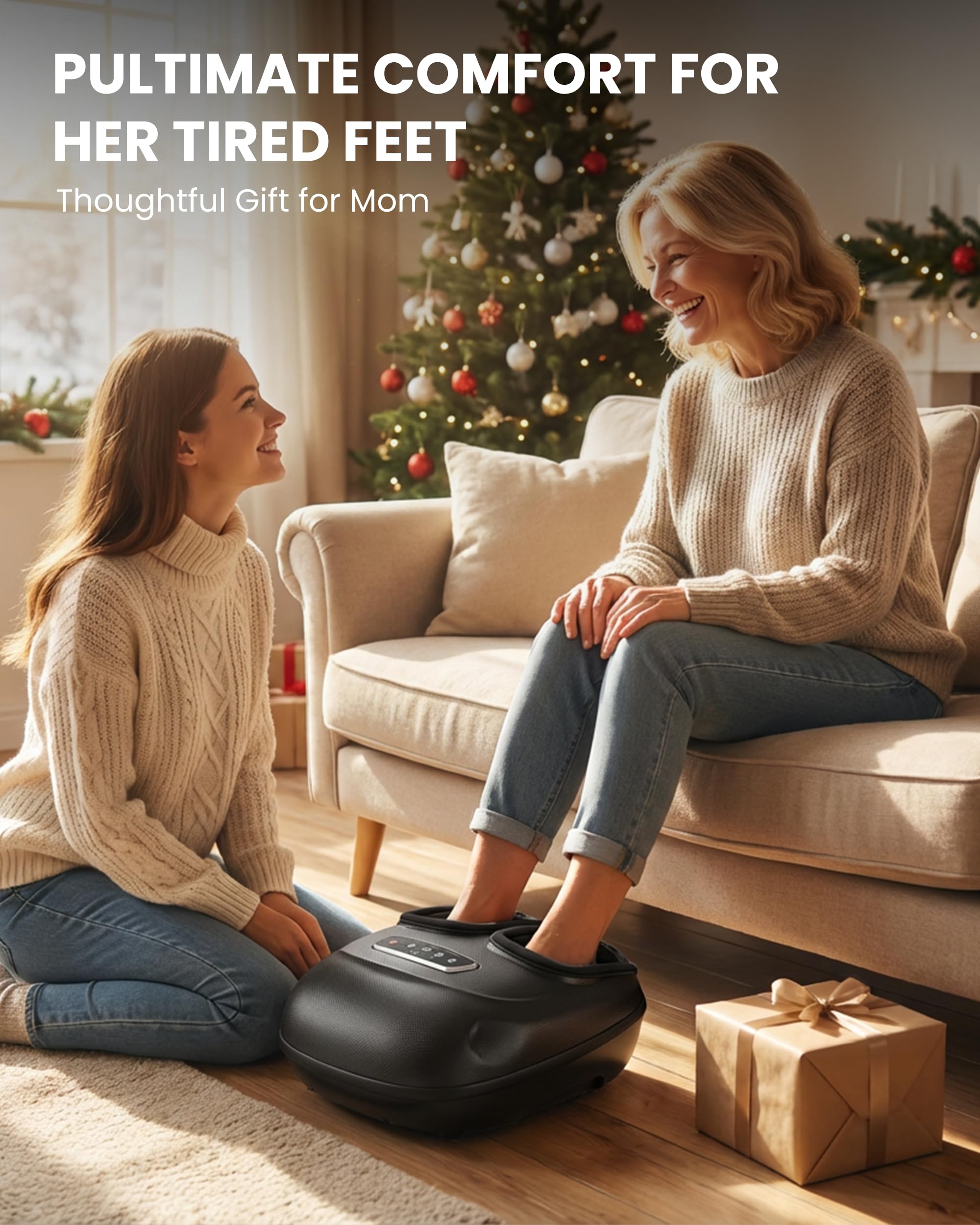 CILI Shiatsu Máquina masajeadora de pies, masajeador eléctrico de pies con calefacción para fascitis plantar, compresión de vibración de amasamiento, manga desmontable, hasta hombre, talla 13, regalos