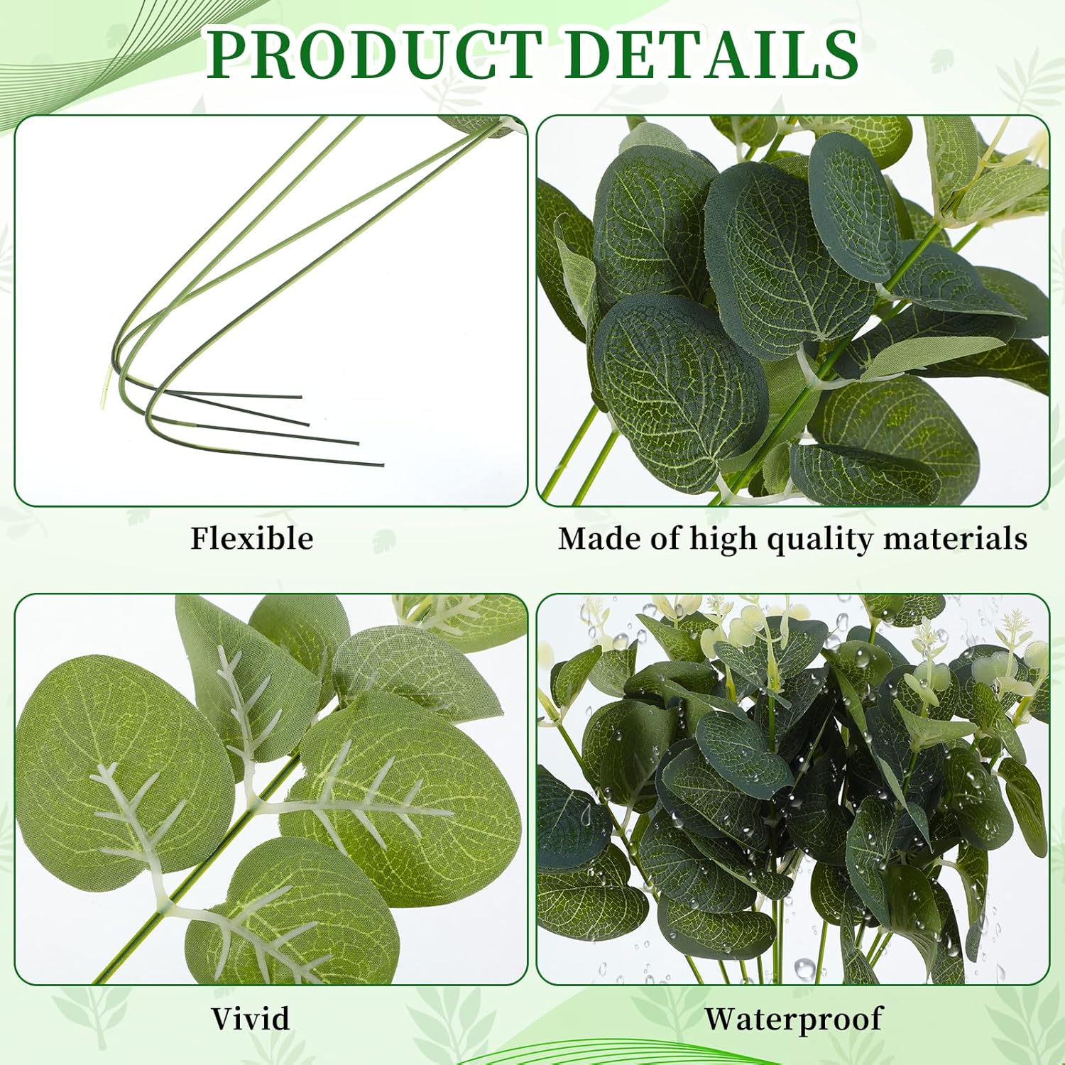 100Pcs Artificial Eucalyptus Stems Leaves Bulk - 4 Kinds Mixed Faux Greenery Silver Dollar Eucalyptus Leaves - Greenery Stems for Wedding Vase Bouquet Floral Arrangement Centerpiece Home Decor - Image 3