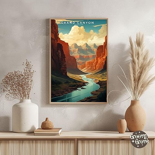 Miniatura 4 de Póster del Parque Nacional del Gran Cañón, arte abstracto de la pared, arte de pared de paisaje natural retro, impresiones artísticas de pared para