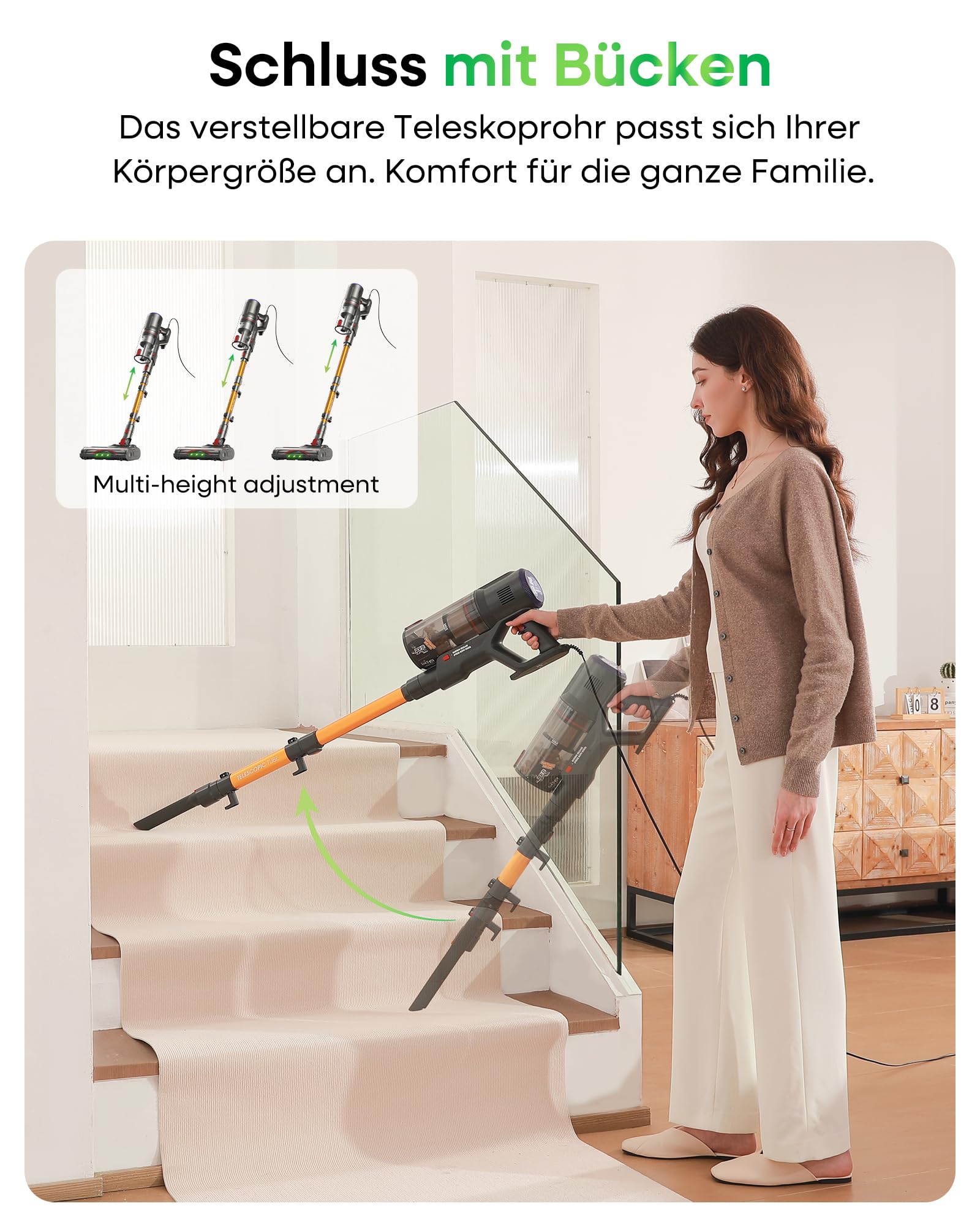 FAMIVAC FV2 Staubsauger mit Kabel, 65Kpa/600W Staubsauger Beutellos mit Matratzenbürste, 1,3KG Leichtgewicht, 7M Kabel,1,5L, Selbststehend, Anti-Tangle-Bürste für Teppich/Boden/Tierhaare