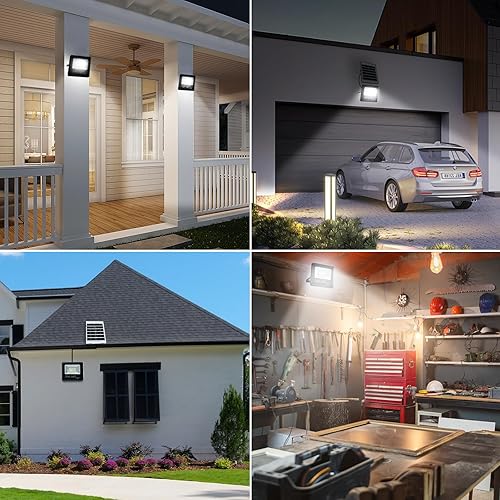 Miniatura 6 de Luces solares impermeables para exteriores, reflectores de seguridad IP67, encendido y apagado automático, 6500 K luces solares exteriores con