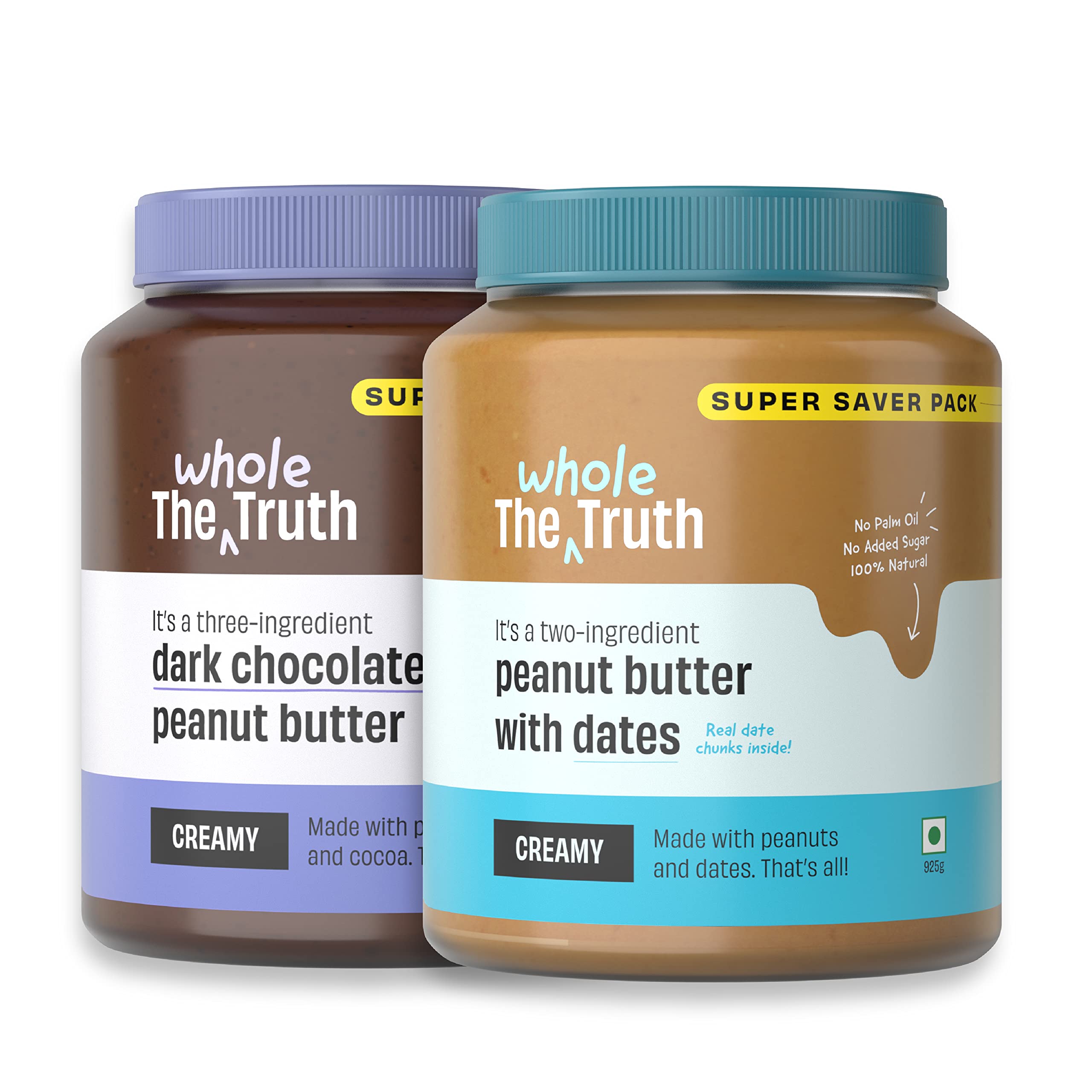 The Whole Truth - SUPER SAVER Creamy Combo - Peanut Butter with Dates + Dark Chocolate - (Pack of 2) - 1.85 kg (B09XF1J9QV) Amazon Price History, Amazon Price Tracker