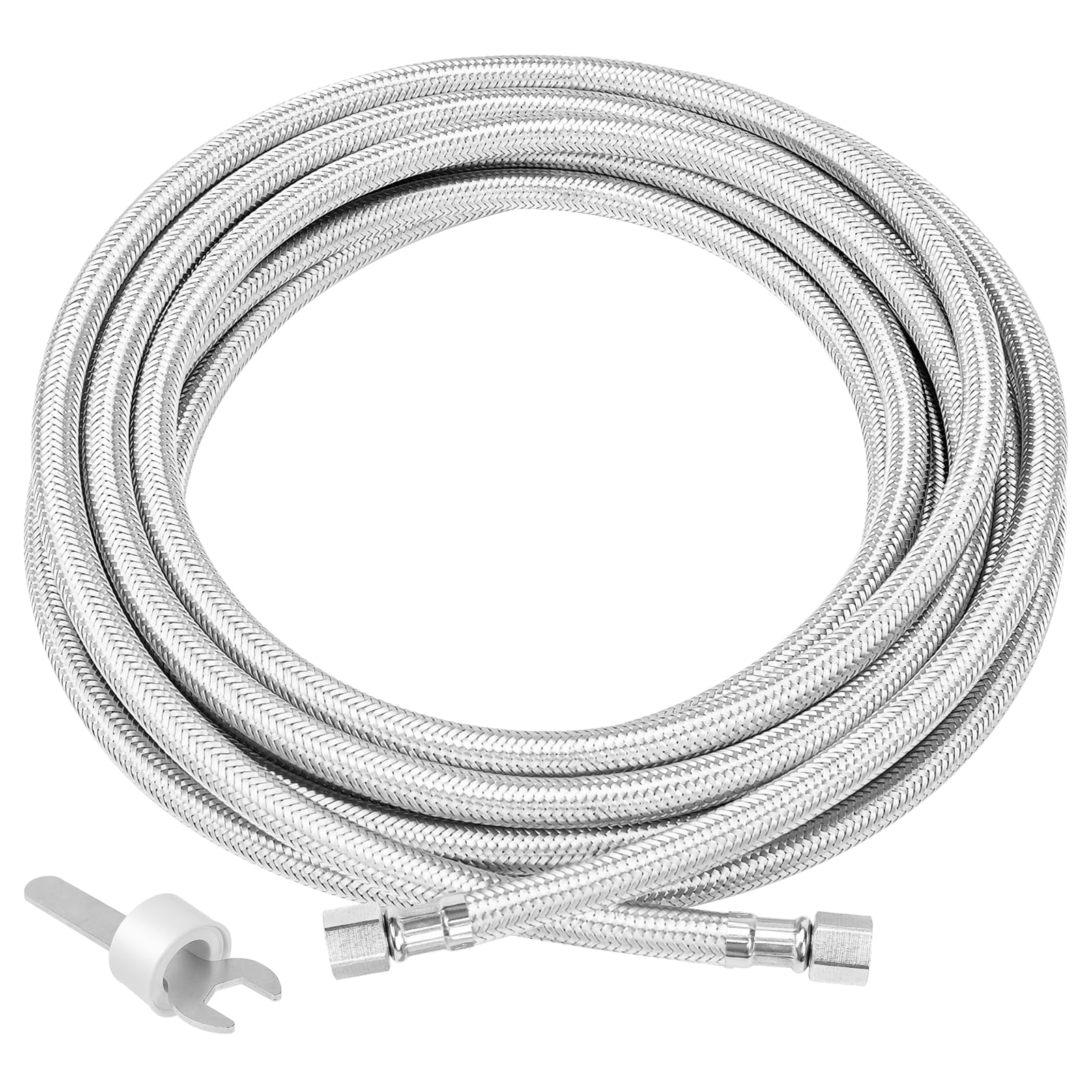 Linea dell'acqua universale per frigorifero, lunghezza 7,8 m, lunghezza 6 m, con raccordo di collegamento da 0,6 cm, tubo flessibile in acciaio inox intrecciato per macchina del ghiaccio per