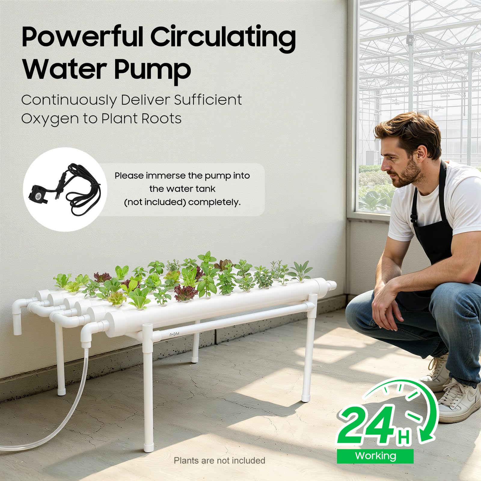 Hydroponic Grow Kit & Hydroponic System - Sistemas de cultivo de plantas sin tierra | Tubería hidropónica de PVC | Sistema de cultivo hidropónico para hortalizas hidropónicas (1 capa, 54 ubicaciones)