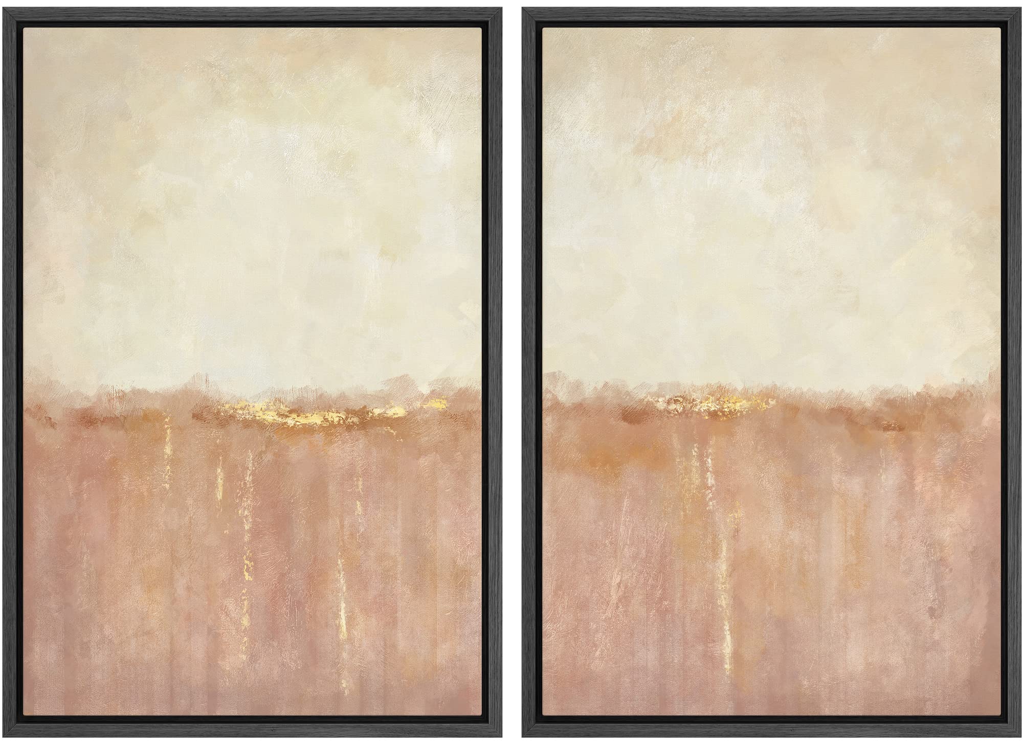 MUDECOR Framed Canvas Print Wall Art Set Watercolor Pastel Green Tan Landscape Abstract Shapes Illustrations Modern Art Decorative Contemporary for Living Room, Bedroom, Office - 16"x24"x2 Natural — view 6