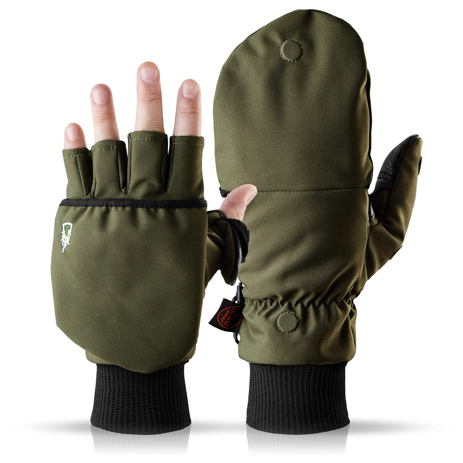 HEAT 2 SOFTSHELL - fingerless touchscreen glove and mitten in one - premium Quality - warm winter gloves & bicycling gloves - against cold during sports & work