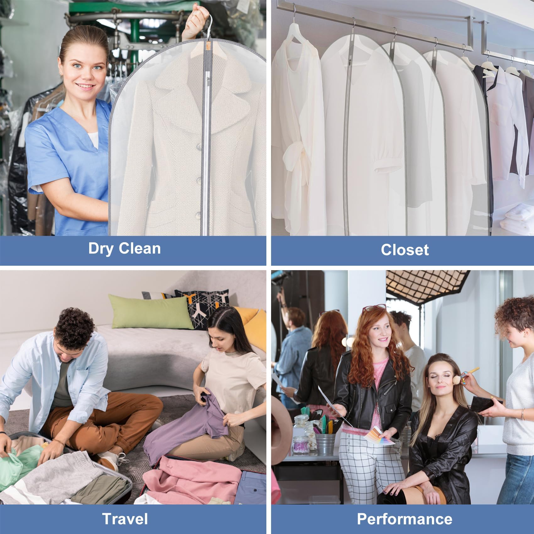 Sacchetti sottovuoto salvaspazio per abbigliamento, viaggi, trapunte, coperte, cuscini, biancheria da letto (trasparente, confezione da 12)