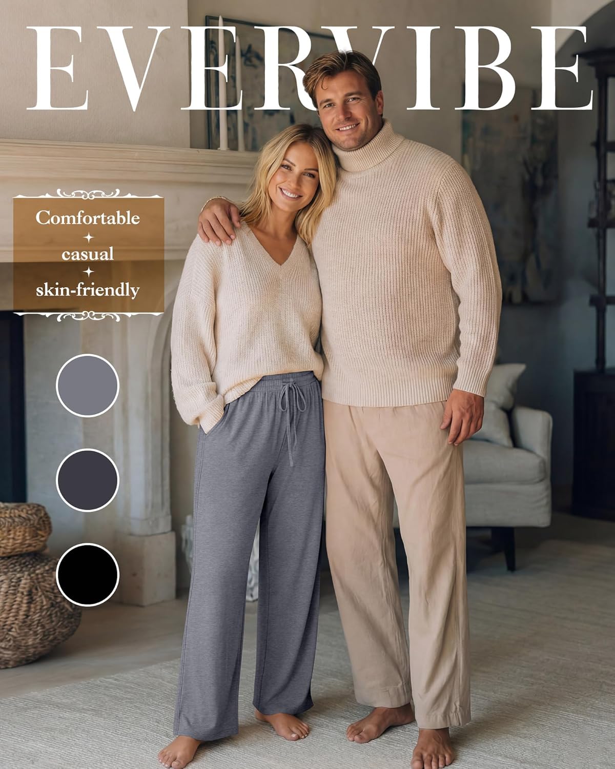 3 Pack Women's Plus Size Pants, Drawstring Wide Leg High Waist Sweatpants Loose Casual Lounge Pants with Pockets - Image 4