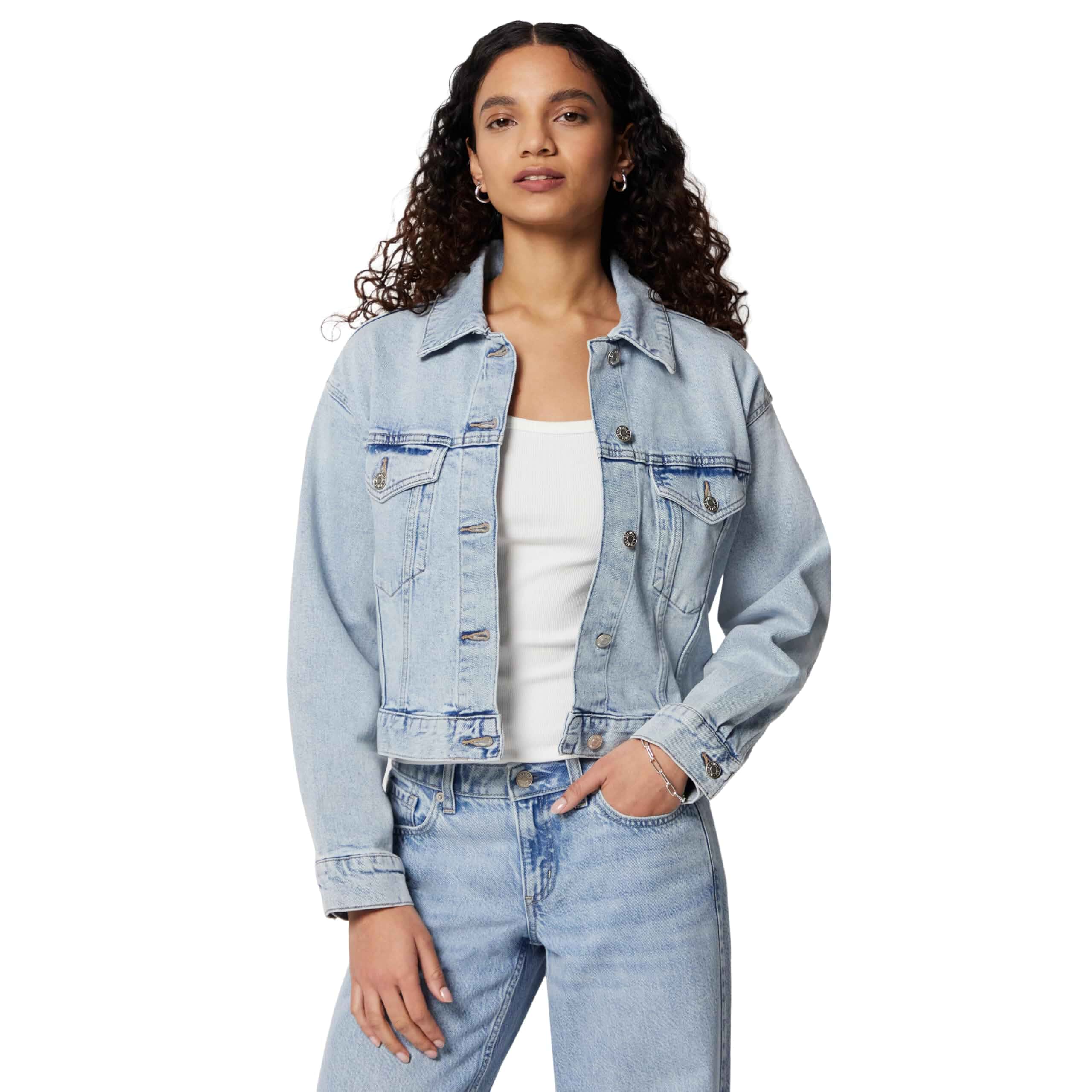 Amazon Essentials Women's Low Stretch Relaxed-Fit Cropped Denim Jacket