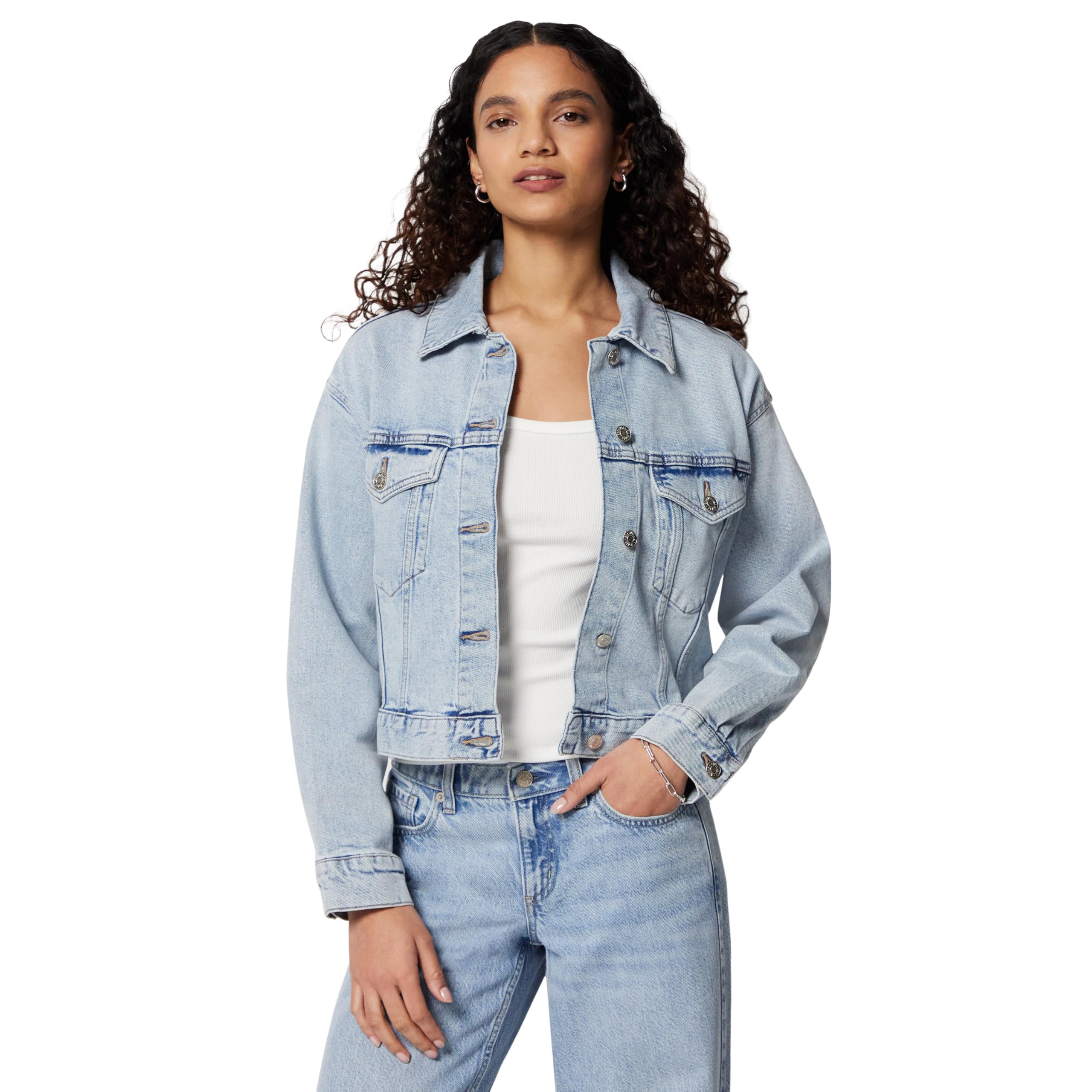 Amazon Essentials Women's Low Stretch Relaxed-Fit Cropped Denim Jacket