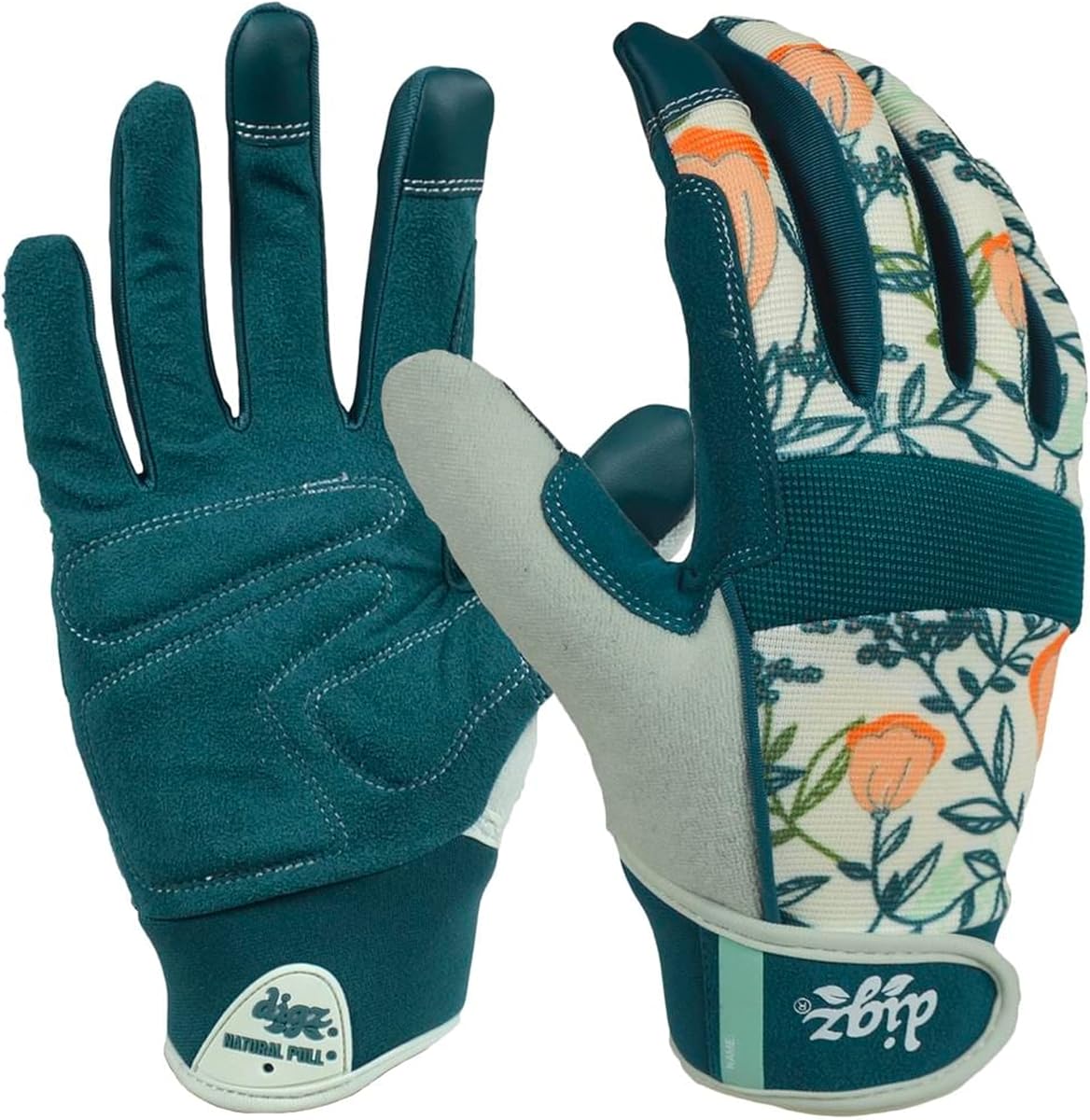 DIGZ 77860-23 High Performance Women's Gardening Work Touch Screen Compatible Fingertips Gloves, Small (Pack of 1), Coral Floral Pattern