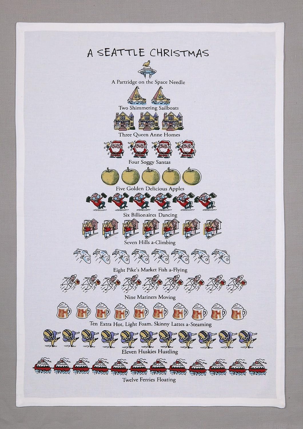 Mistletoe & Co. A Golfer's Christmas 100% Cotton Kitchen Tea Towel, 18" x 26"