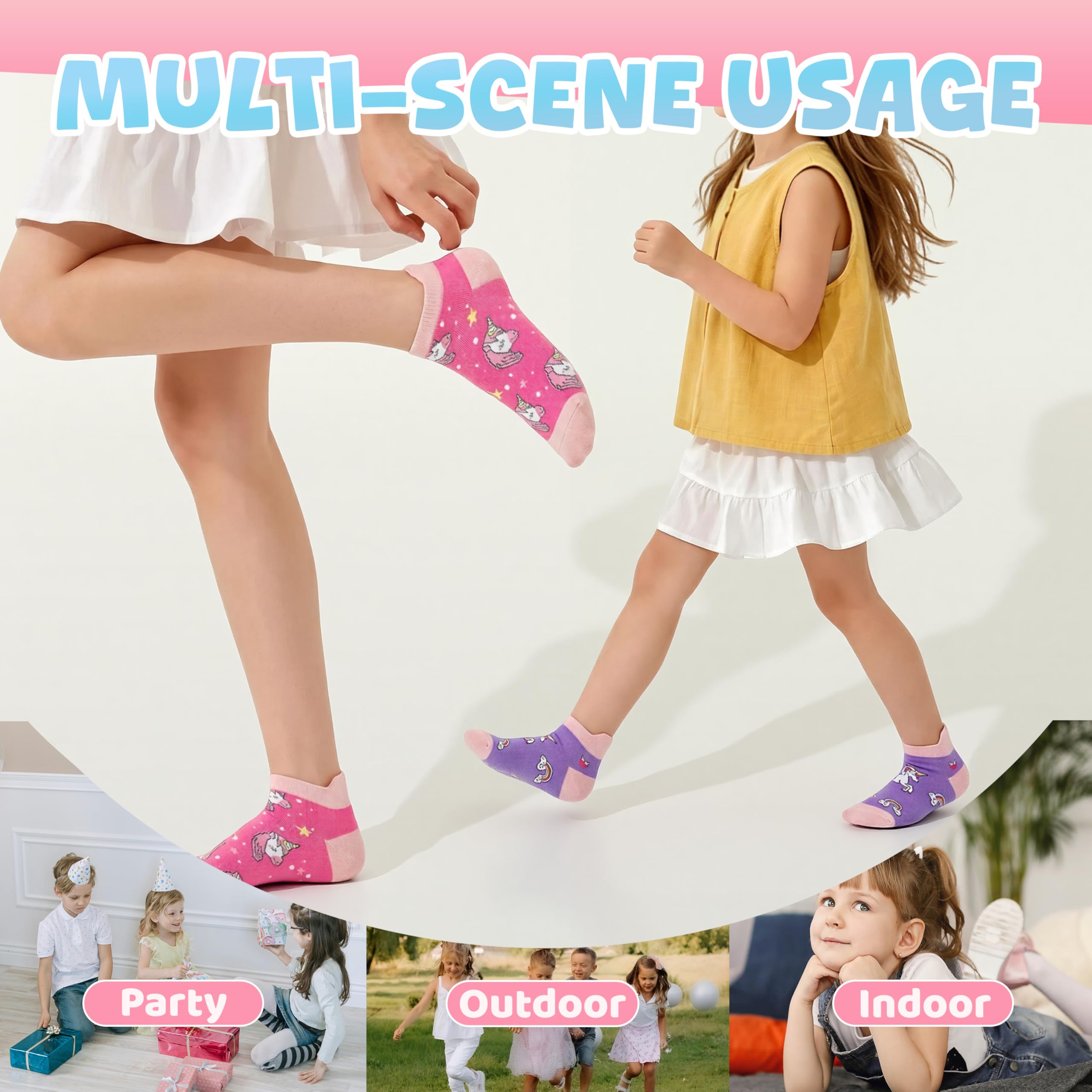 Kids Girls Unicorn Socks Ankle No Show Socks Fashion Novelty Cotton Socks 6 Pairs