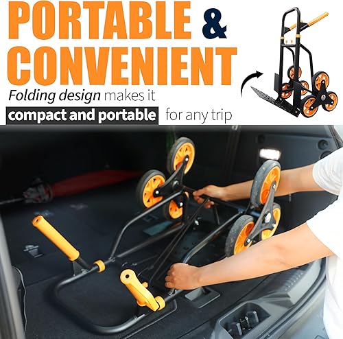 Miniatura 5 de Olympia Tools Carro de mano plegable con ruedas  Carrito de mano móvil  Carro de servicio pesado (330 libras de escalada de escalera)