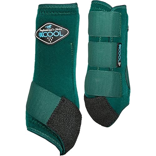 Professional's Choice 2XCOOL Sports Medicine Horse Boots | Protective & Breathable Design for Ultimate Comfort, Durability & Cooling in Active Horses | 2 Pack | Medium Emerald