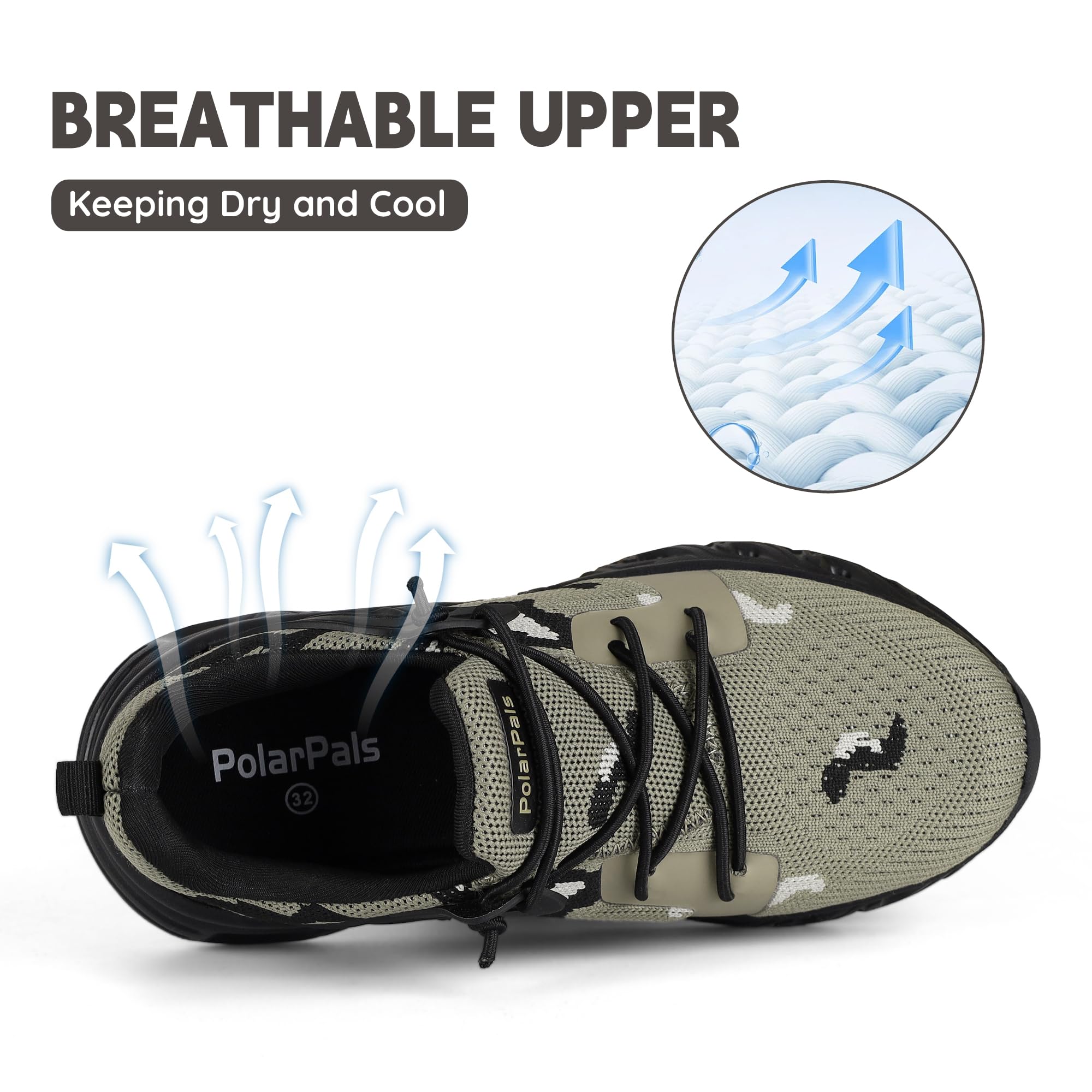 PolarPals Kids Sneakers for Boys Girls Slip on Tennis Shoes Fashion Lightweight Breathable Running Sport Athletic Shoes (Camouflage, Big Kid 5)