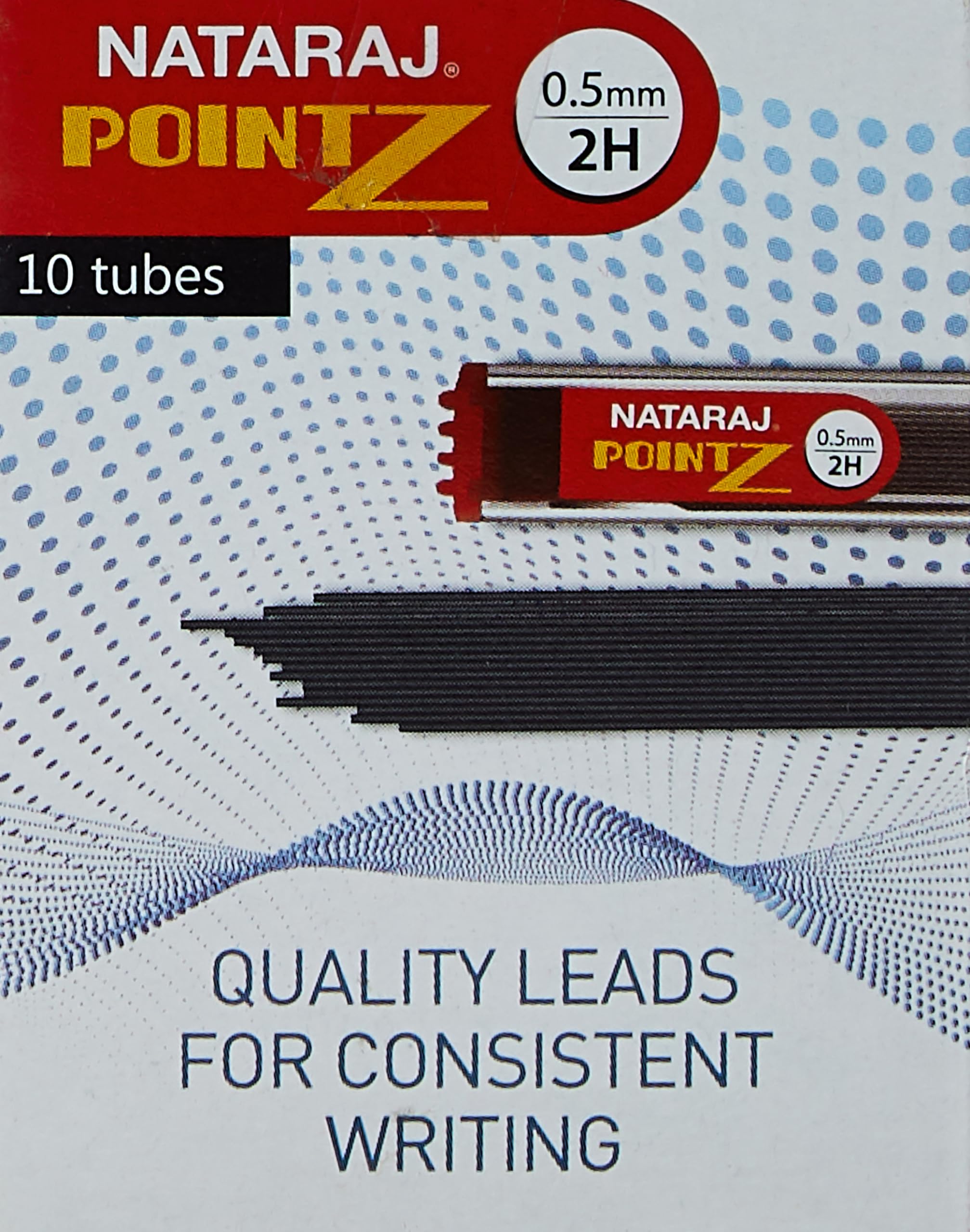 NATARAJ Lead Pointz 0.5mm 2H Refill for Mechanical Pencils, Smooth Dark Lead, Break Resistant, Comfortable Grip for Writing, Everyday Writing Activities (Pack of 10)