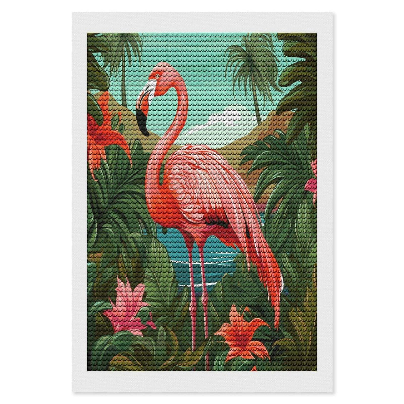 LDGSUPH Tropical Flamingo Diamond Painting Kits for Adults Paint with Diamond Pictures Art DIY Full Drill Diamond Dots Painting Personalized Diamond Photo for Home Wall Decor Gift 8"x12"