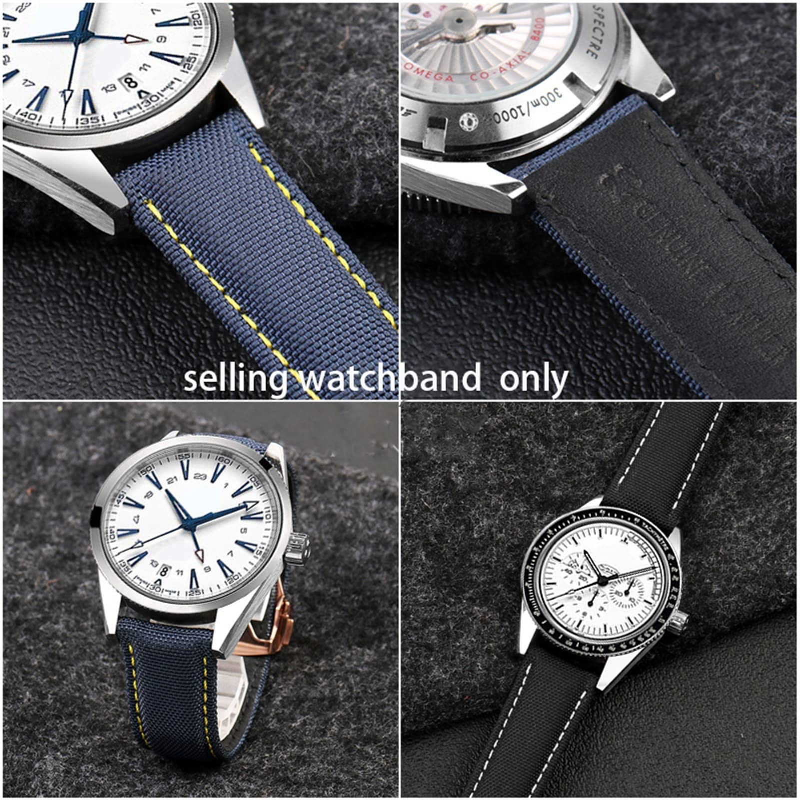 19 mm 20 mm tkany płócienny pasek do zegarka Omega Seamaster 300 AT150 tkanina skóra nylon AQUA TERRA 150 niebieski czarny pasek do zegarka, 19mm, Agat