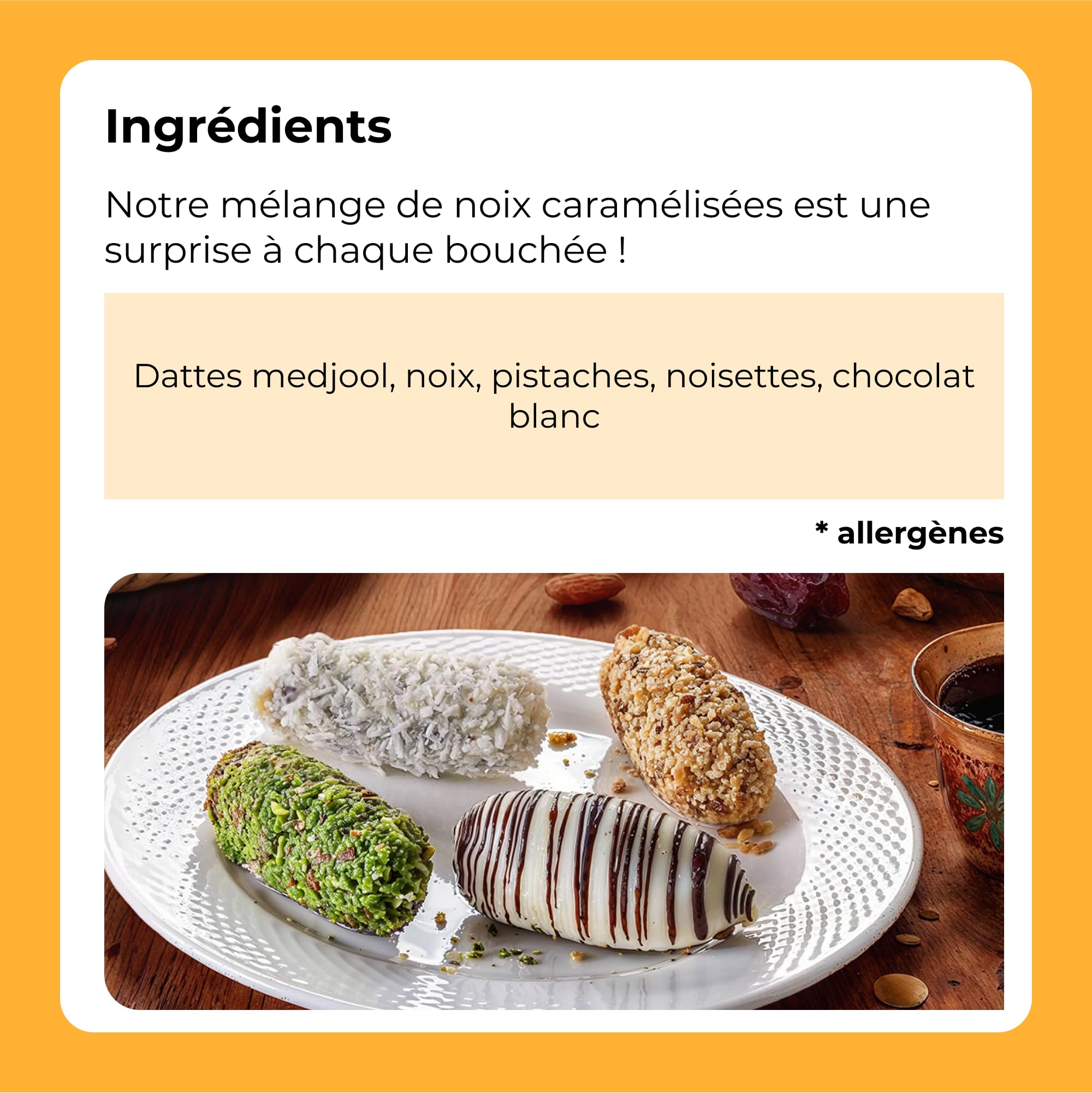 Dattes Medjool farcies aux fruits secs et enrobées de chocolat blanc 500g I Végétalien,sans gluten,sans conservateur I coffret cadeau élegant I Desserts Gourmets de 15 Pièces I Dattes Medjoul aux noix