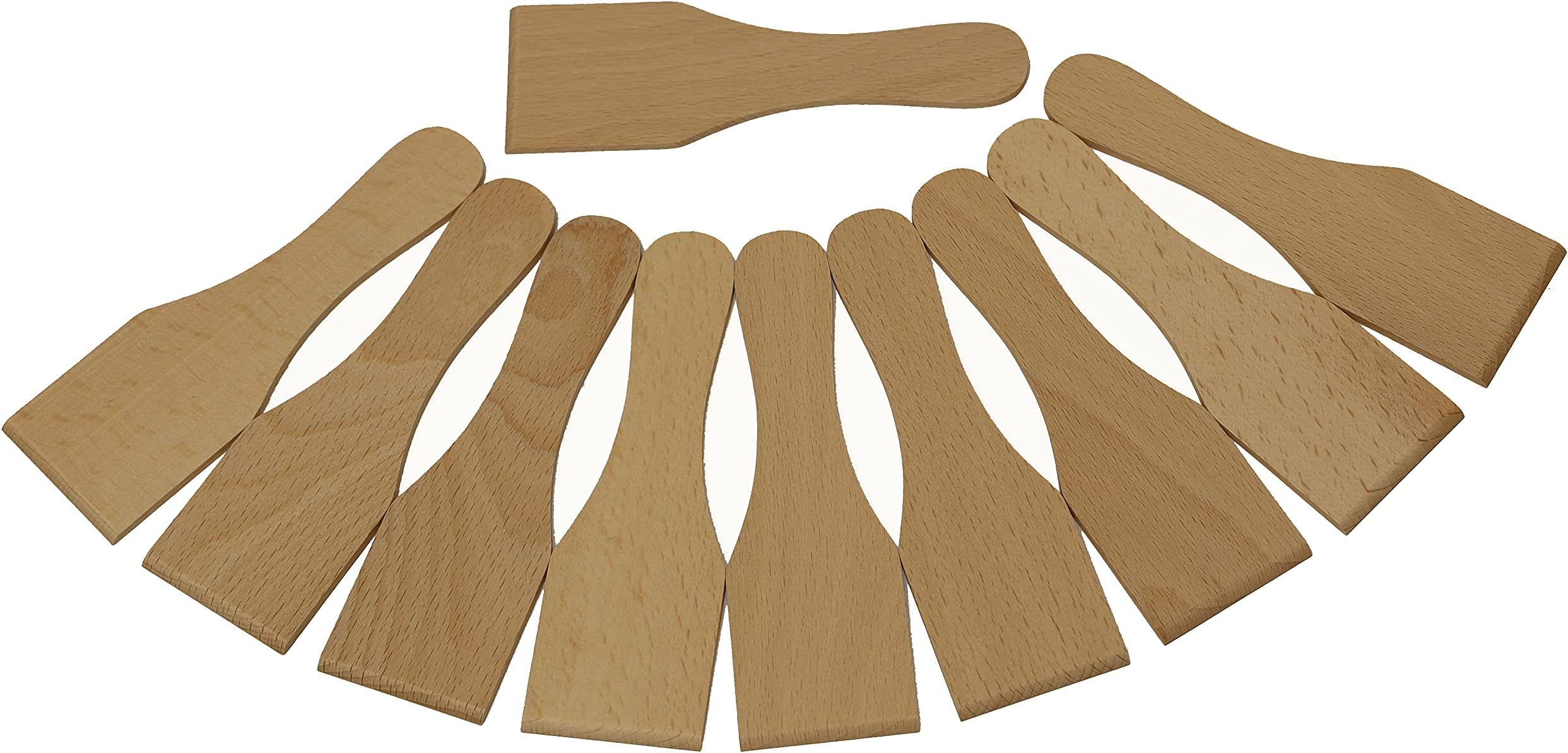 Wooden Raclette Spatula for Non-stick Pans | Baking Utensils Set | Kitchen Tools & Gadgets - Great Bakeware for Cooking and Decorating (Set of 10)