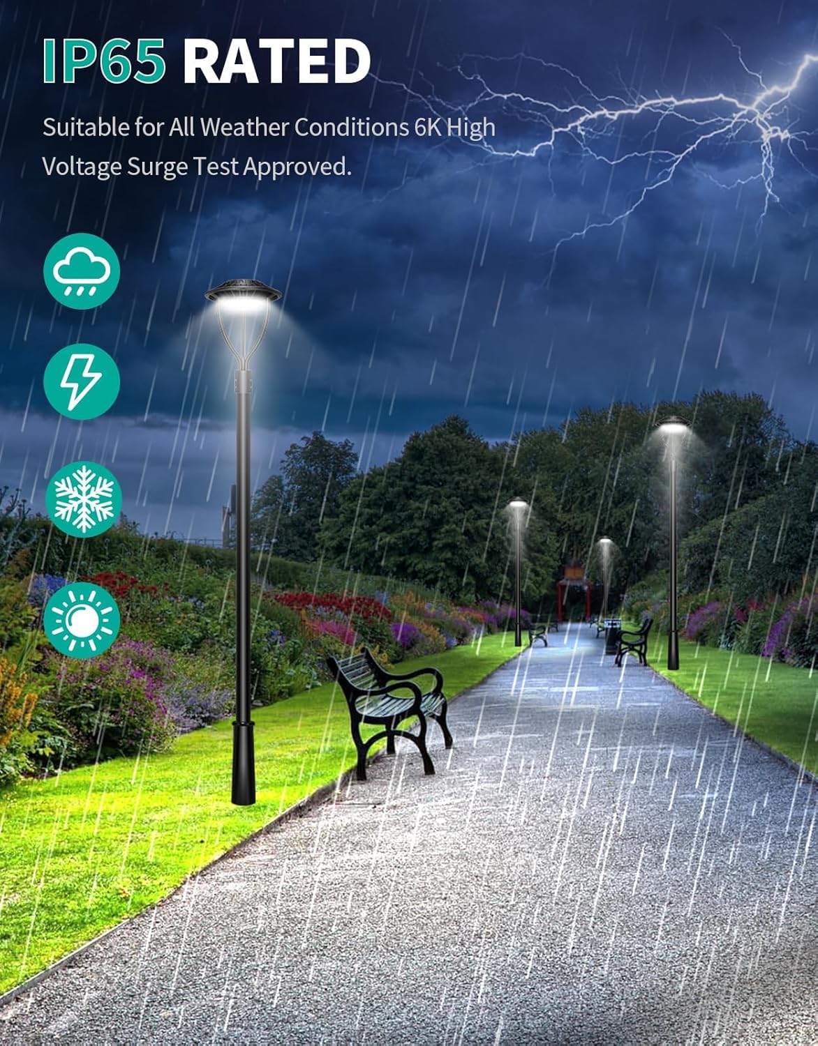 Led Post Top Light 100W LED Circular Area Light 14000Lm 5000K Daylight (500W Equivalent) Garden Pole Lights Outdoor Post Top Lamps Lamp Top Pathway Pole Light Fixture for Street Yard Garden School