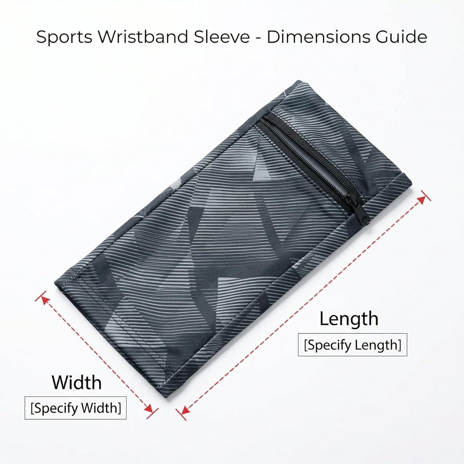 Phone Holder for Running, Elastic Zippered Wristlet Phone Purse Geometric Black Running Gear Lightweight Breathable Sweatproof Cell Armband for Walking Jogging Gym Workout