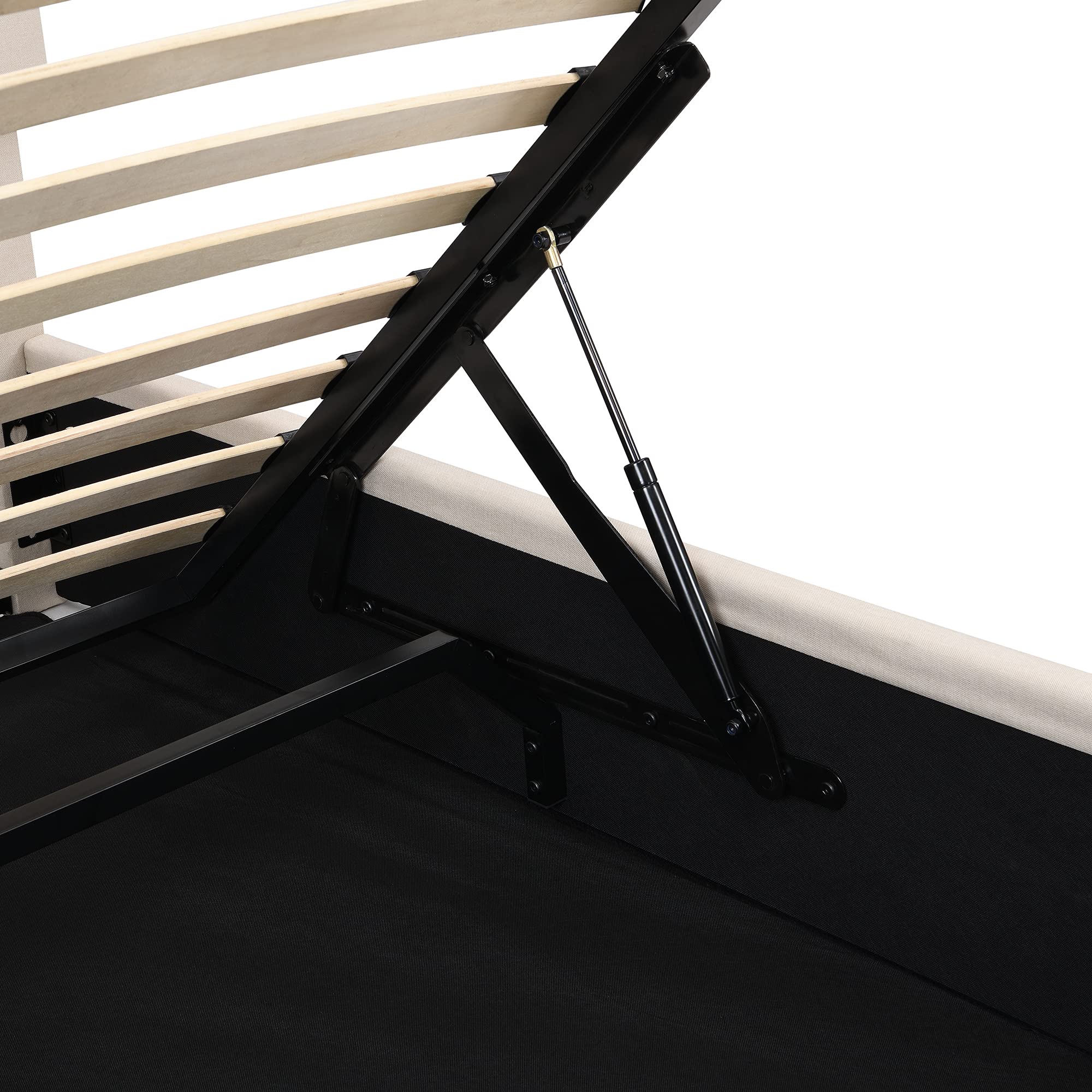 Queen Upholstered Platform Bed Underneath Storage, Wooden Bed Frame