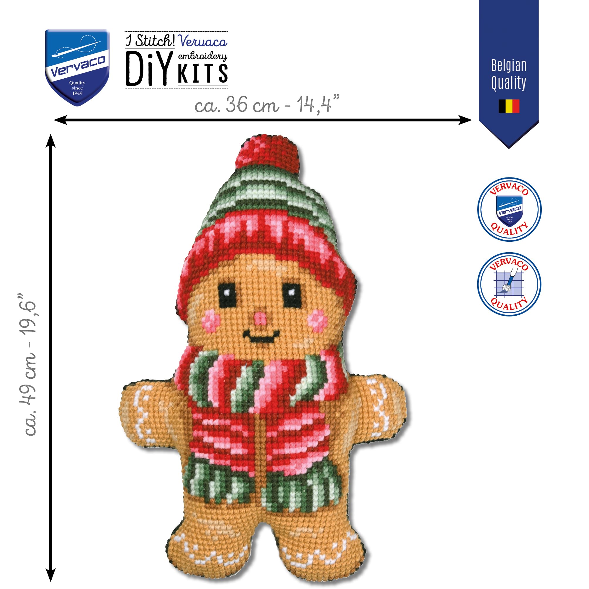 VERVACOZestaw do Haftu Krzyżykowego Poduszka z TyłemPIERNIK Kanwa z Nadrukiem 36 x 49 cm Gruba Włóczka Akrylowa Zrób to Sam Dekoracja Domu DIY Cross Stitch Kit