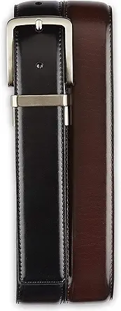 Harbor Bay by DXL Men's Big and Tall 35MM Reversible Stretch Belt | Stretch Inner Core with Nickel-Finish Buckle and Keeper