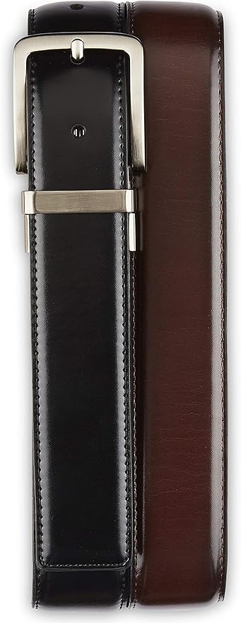 Harbor Bay by DXL Men's Big and Tall 35MM Reversible Stretch Belt | Stretch Inner Core with Nickel-Finish Buckle and Keeper