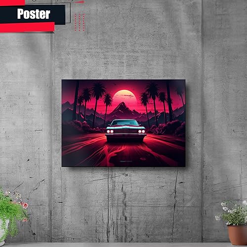 Miniatura 2 de Unique Synthwave Style Retro Art, 80s style art, framed poster print, guest room art, cool living room art, Wall Art, poster Prints