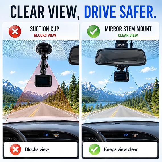 Dash Cam Mount Replacement Holder, Fits Rove r2-4k and Other Dash Cams