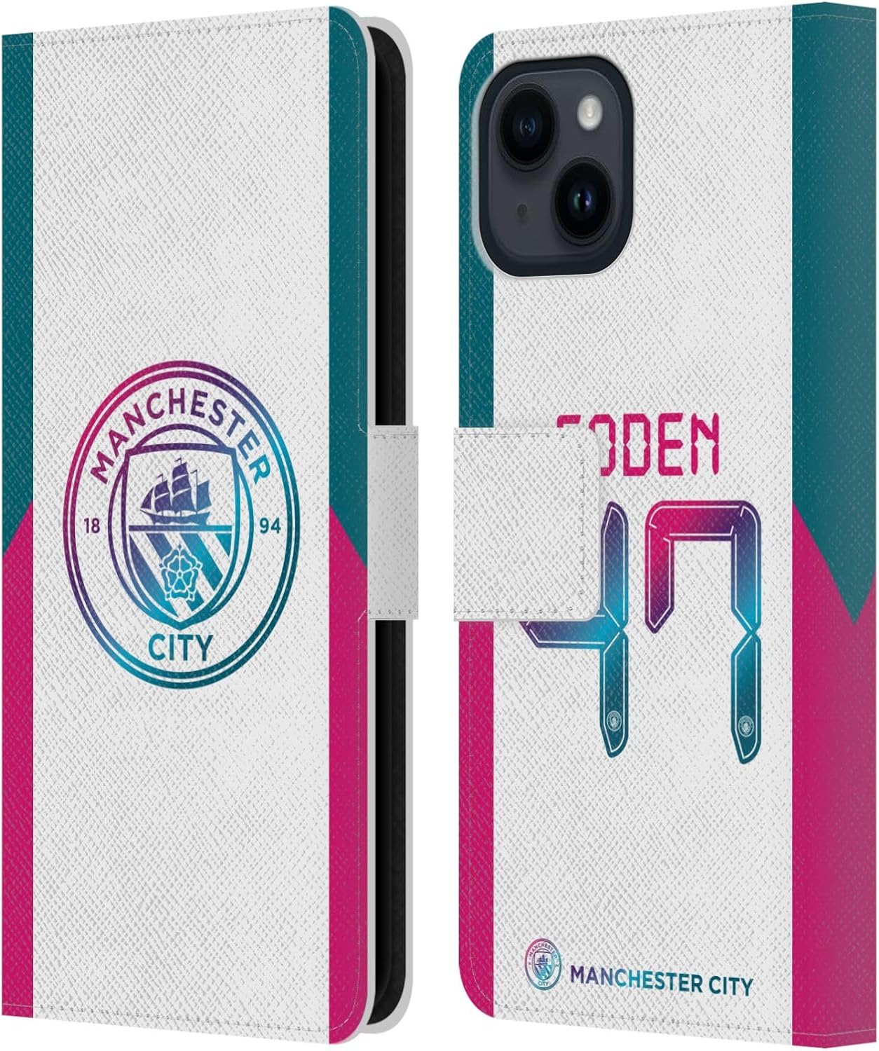 Head Case Designs Officially Licensed Manchester City Man City FC Jack Grealish 2021/22 Players Away Kit Group 1 Leather Wallet Case Compatible with Apple iPhone 13