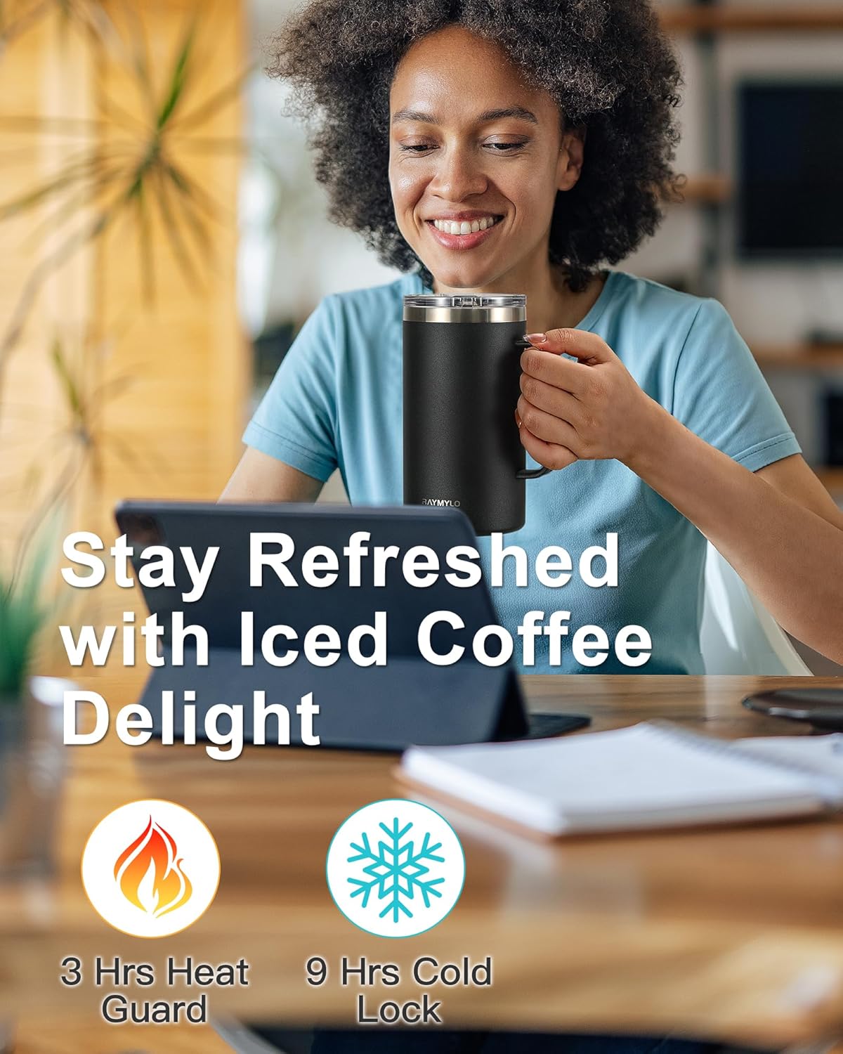 Insulated Coffee Mug 24 oz, Double Wall Stainless Steel Coffee Mug with Lids, Leak-Proof & Detachable Slider Lid for Thorough Clean, Keeps Coffee Cold for 9 Hrs, Suitable for Camp Home Office - Image 2