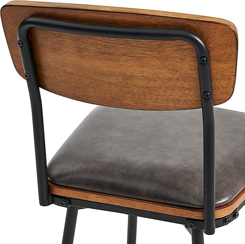 Miniatura 4 de CHITA Taburetes de bar giratorios de altura de mostrador con respaldo, taburetes de bar tapizados de piel sintética, juego de 2, altura del asiento