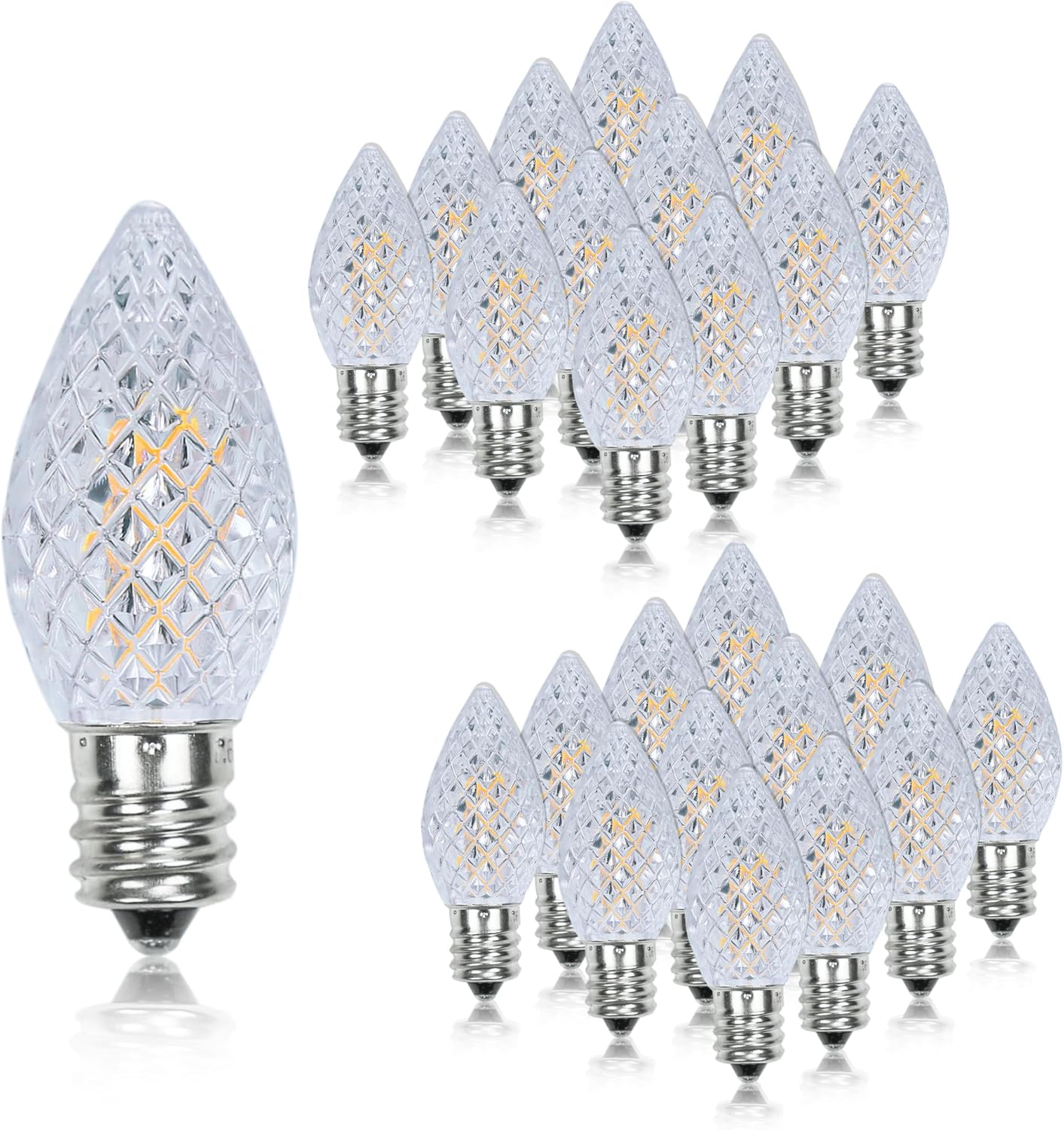 RuiAoTD 25Pack C7 Christmas LED Light Bulbs, Shatterproof & Waterproof