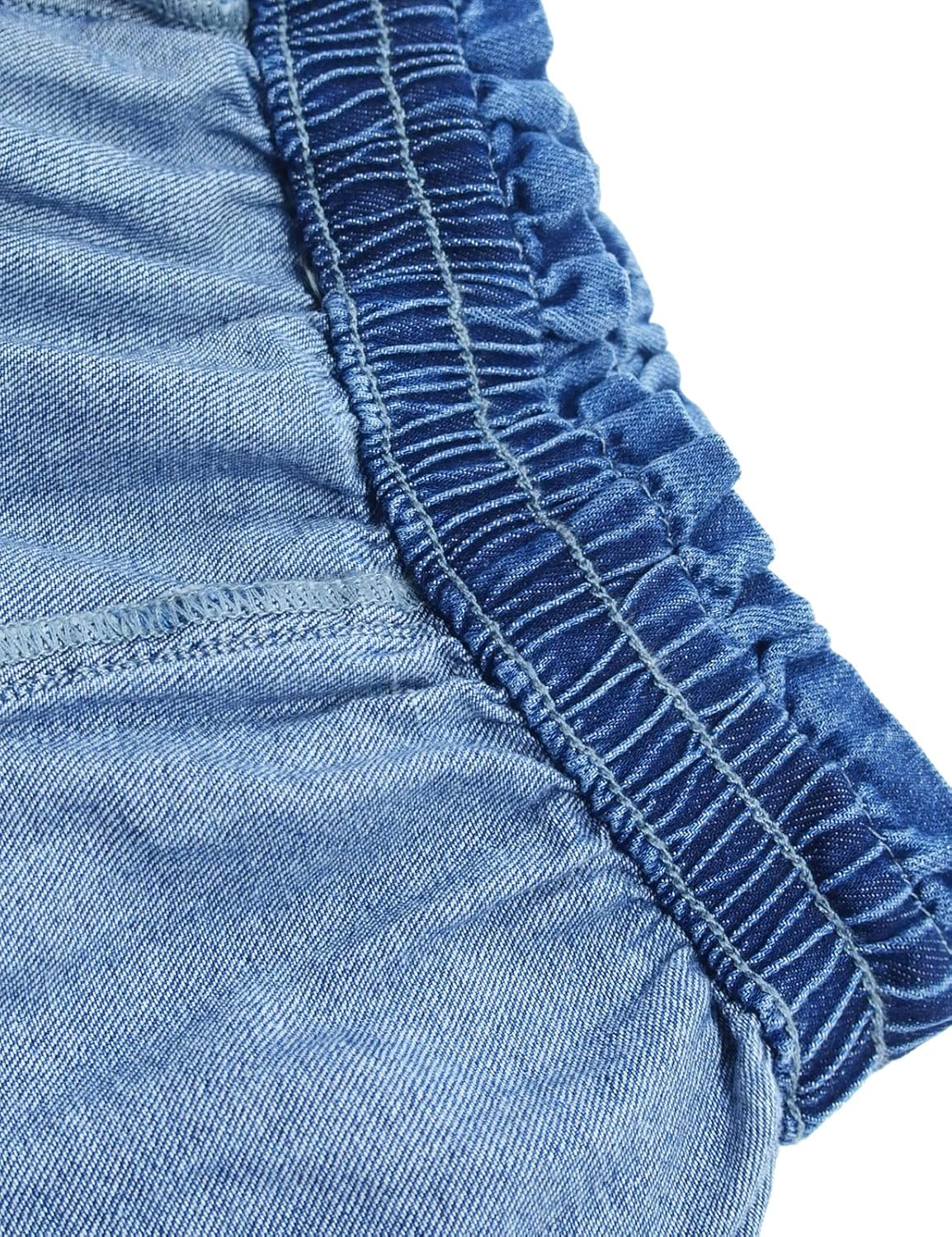 KIDSCOOL SPACE Girls Thin Denim Pants, Wide-Leg Ribbed Elastic Waistband Jeans - Image 5