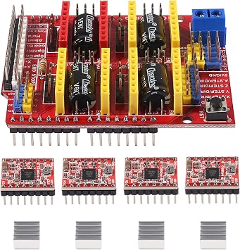 ACEIRMC 3D Printer CNC Shield V3 Engraver Expansion Board with 4X A4988 Driver Module and 4 x Radiator Kits